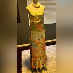 Multi Color Maxi Dress With Tie In Back. Adjustable Straps. NWT Size XL